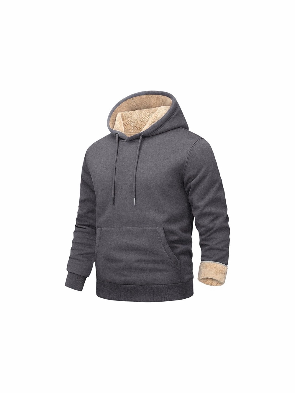 Men's Hooded Sherpa-Lined Pullover Sweatshirt - Charcoal